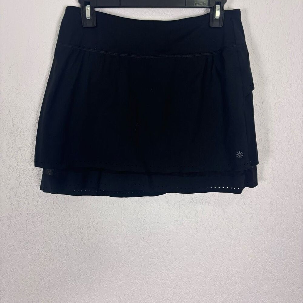 Athleta Black Athletic Tiered Tennis Golf Skort with Shorts Under Size‎ Small